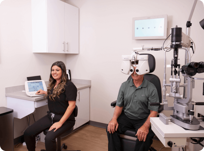 Man getting eye exam with California LASIK and Eye doctor