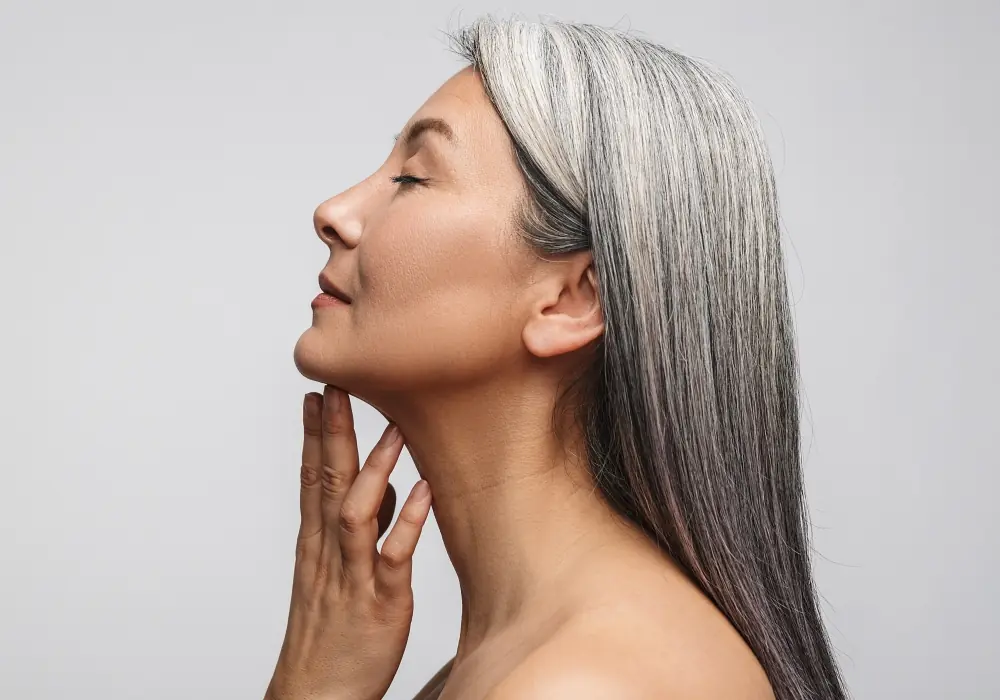 Middle aged woman with smooth skin